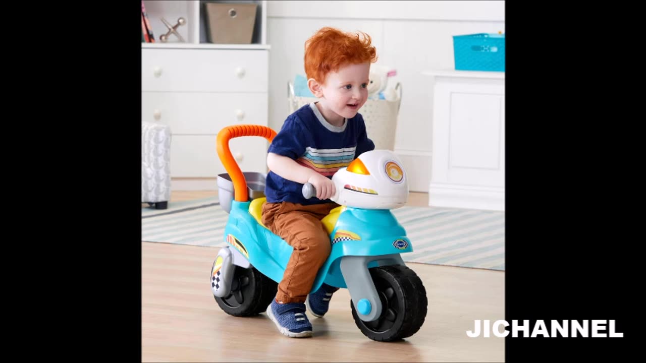 VTech 3-in-1 Step and Roll Motorbike for kids, Grow-with-me three-wheel motorbike starts