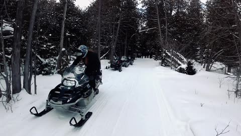 Riding snow bike