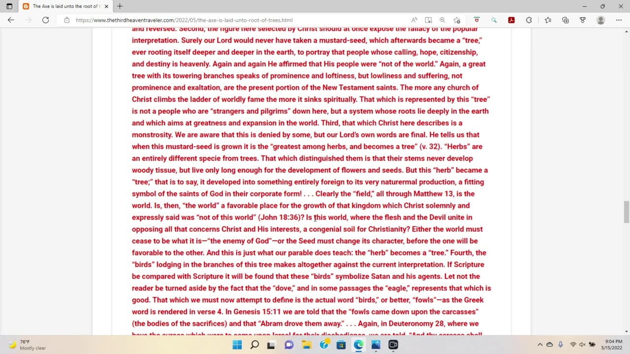 The Axe is laid unto the root of the Trees