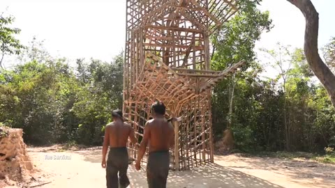 Build Temple Bamboo House With Swimming Pools [Full Video] (NO TOOLS)