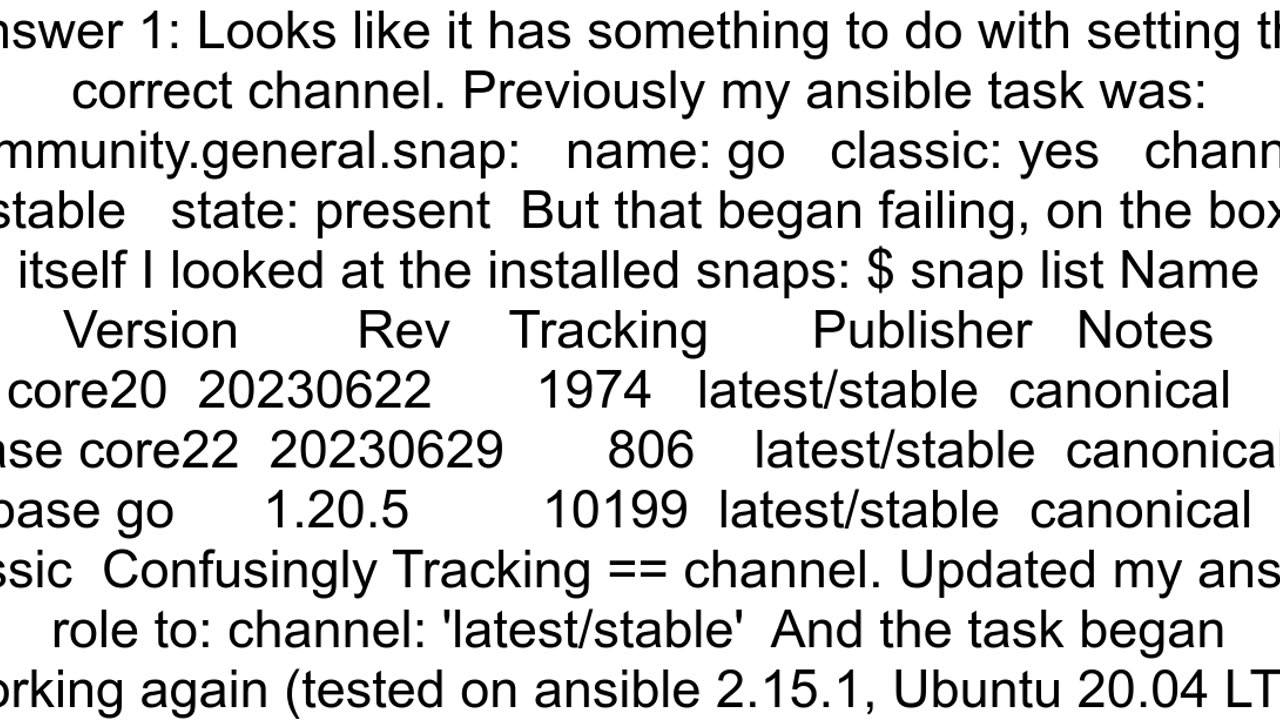 How to fix ansible snap package installation error