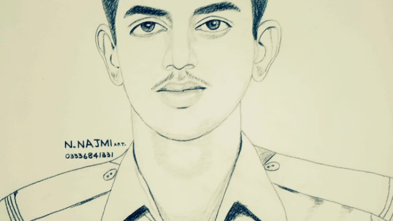Pencil Sketch ART of Shaheed Rashid Minhas