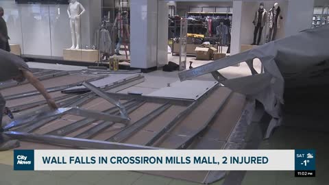 Wall falls in CrossIron Mills mall leaving two people injured