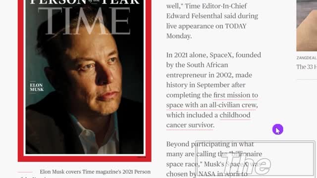 Elon Musk Is The 2021 Time Person of The Year