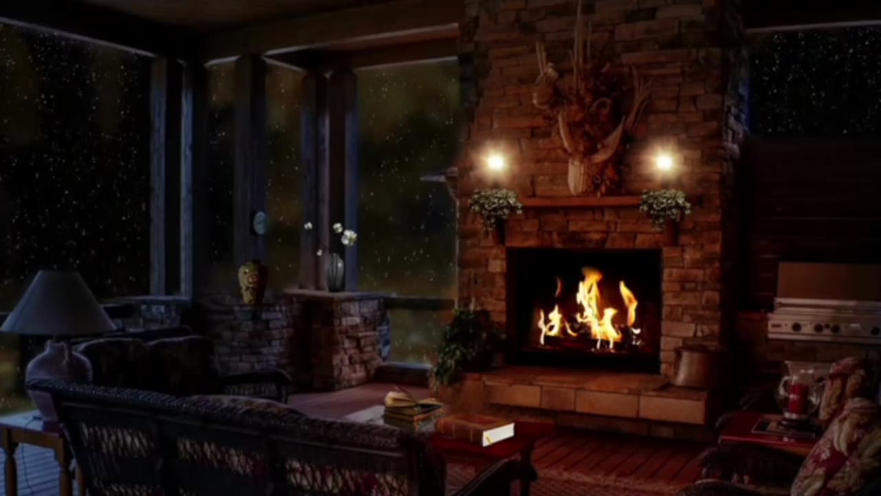Relax to Rain Storm and Fireplace Sounds - 4 Hours