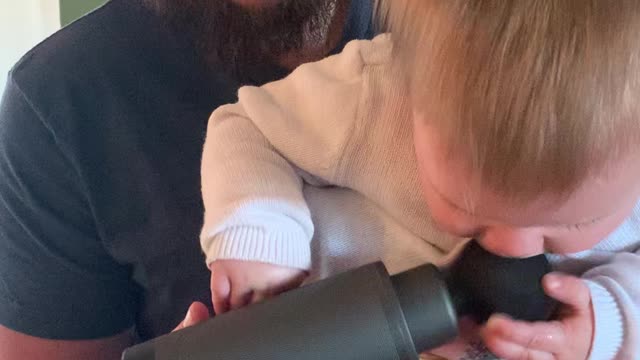 Baby Makes Funny Noise with Massage Gun