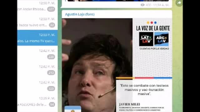 Progres roban la identidad de Agustín Laje en Telegram para atacar a Javier Milei