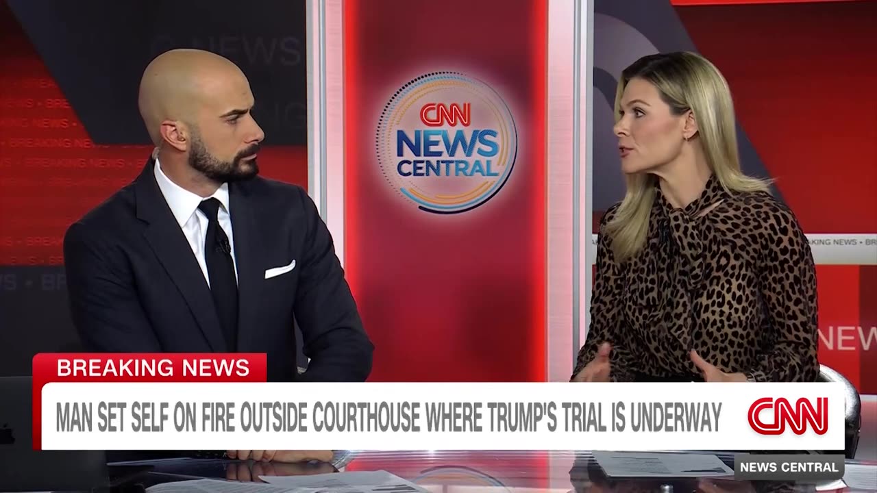 CNN anchor recounts moment man set himself on fire outside of Trump trial