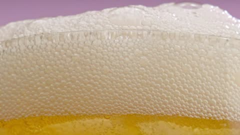 beer foam and bubbles close up