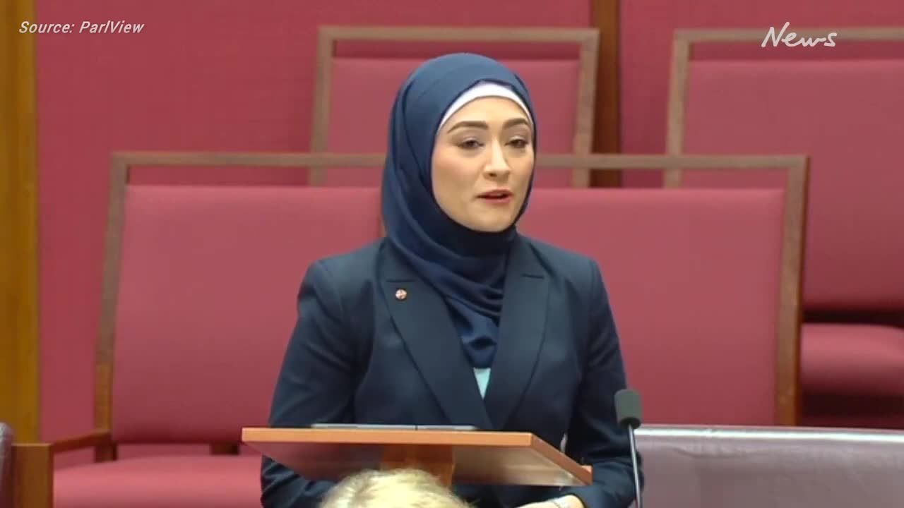 First elected senator to wear hijab Fatima Payman addresses Parliament for first time