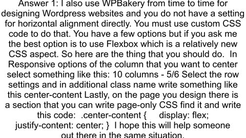 How to align a widget center in a wpbakery row