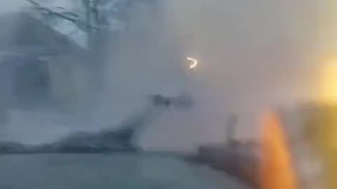 Ukrainian BMP Filling Occupied Buildings With Lead