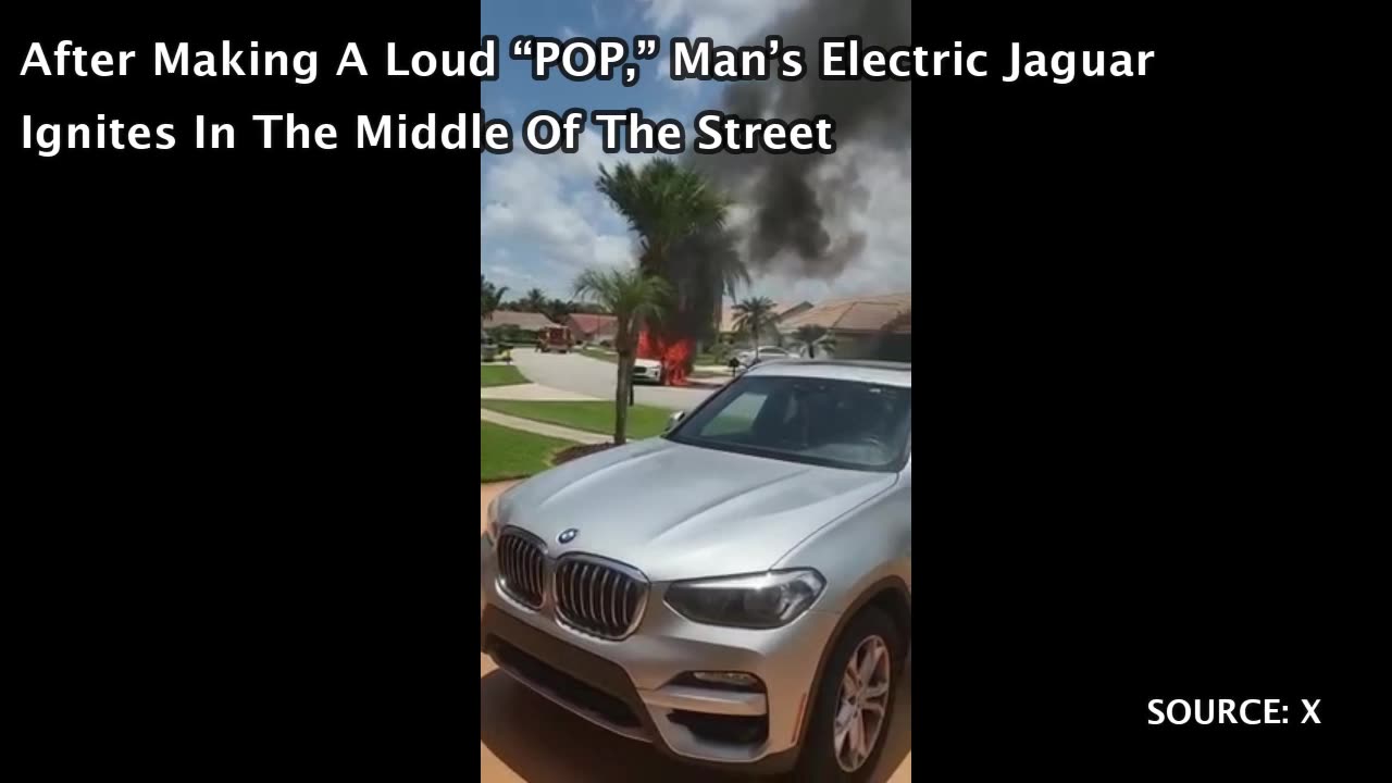 After Making A Loud “POP,” Man’s Electric Jaguar Ignites In The Middle Of The Street