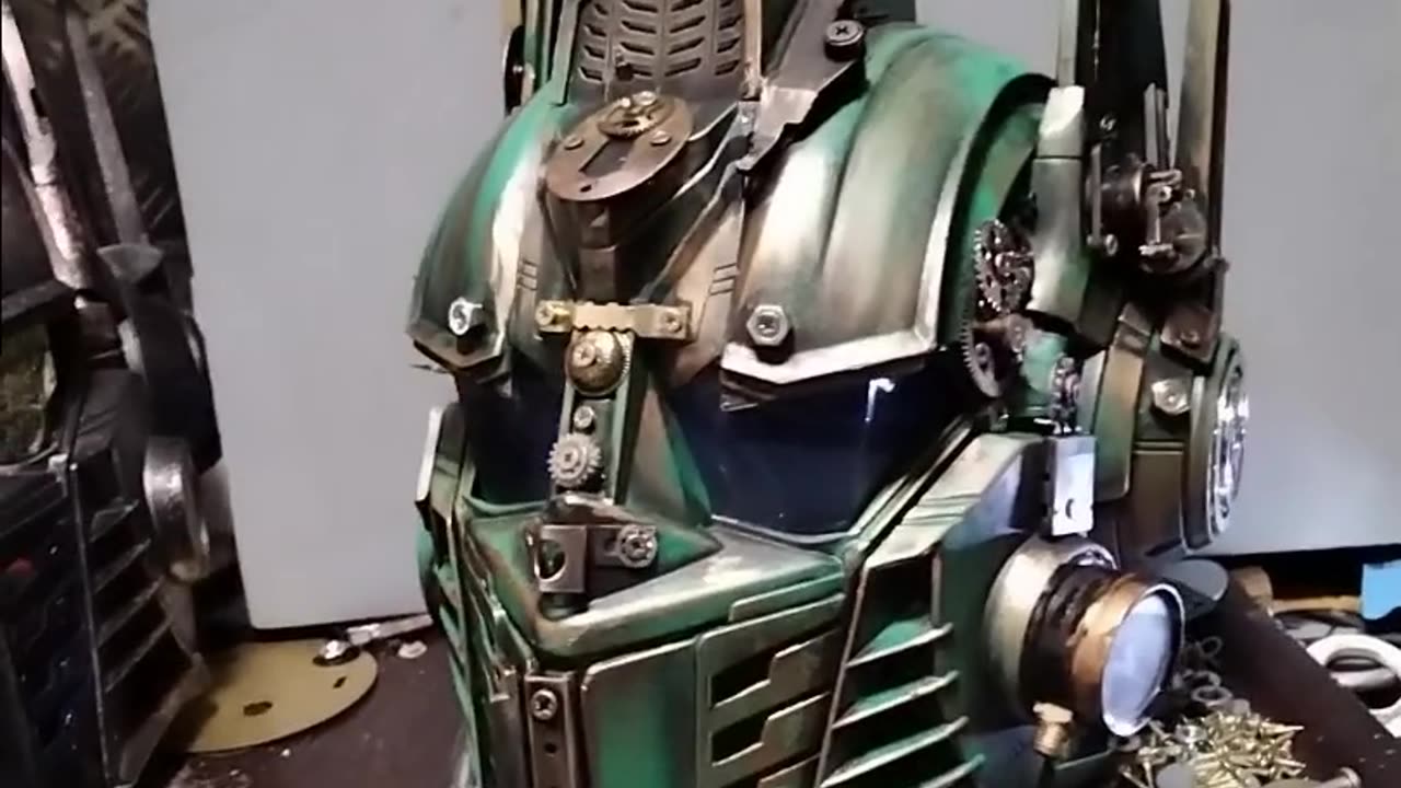 Steampunk Optimus Prime mask work in progress