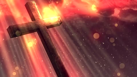 Wooden cross and heavenly rays