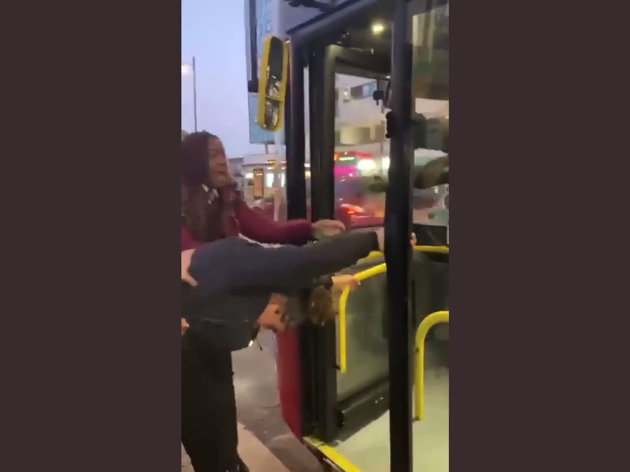 London bus driver fights off unruly mob This woman attacked and punched him while he was driving