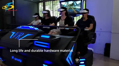 Four-person VR cinema, black samurai style frosted metal material, with a 42-inch large screen.