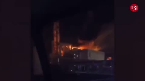 Drone attack on Lukoil oil refinery company in Russia - image of a powerful explosion