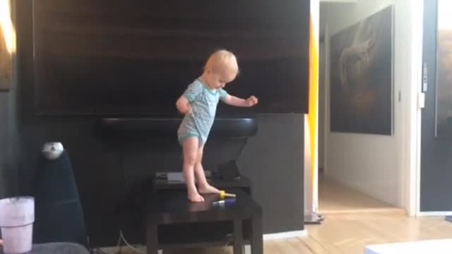 The child climbs onto the table And he gives a great sermon