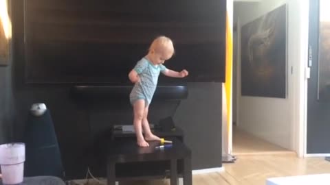 The child climbs onto the table And he gives a great sermon