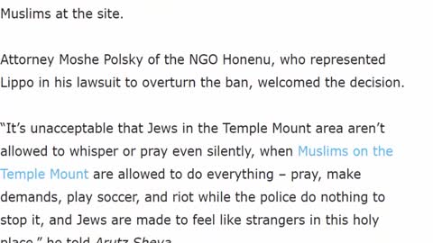 DiMora's warning has come to pass Israel's Court Gave Jews the right to pray on Temple Mount