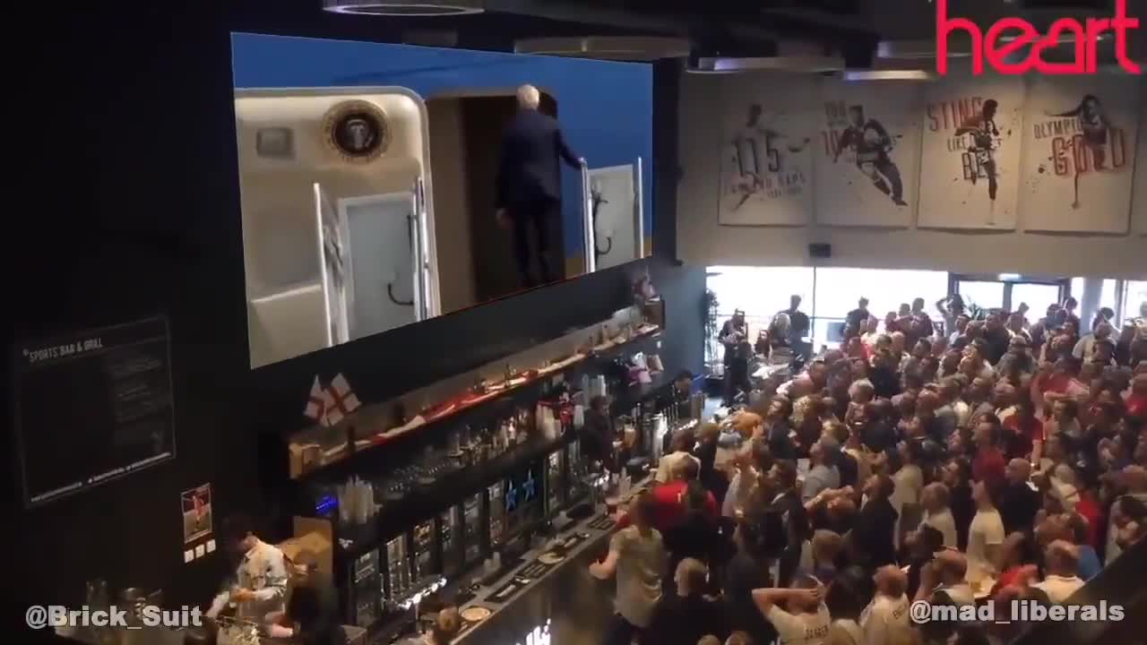 Brits go crazy Biden doesn"t fall down Air Force One stairs