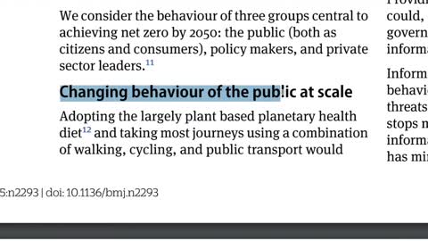 Elites Preparing to Change our Behavior for 2050