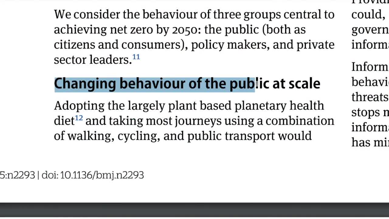 Elites Preparing to Change our Behavior for 2050