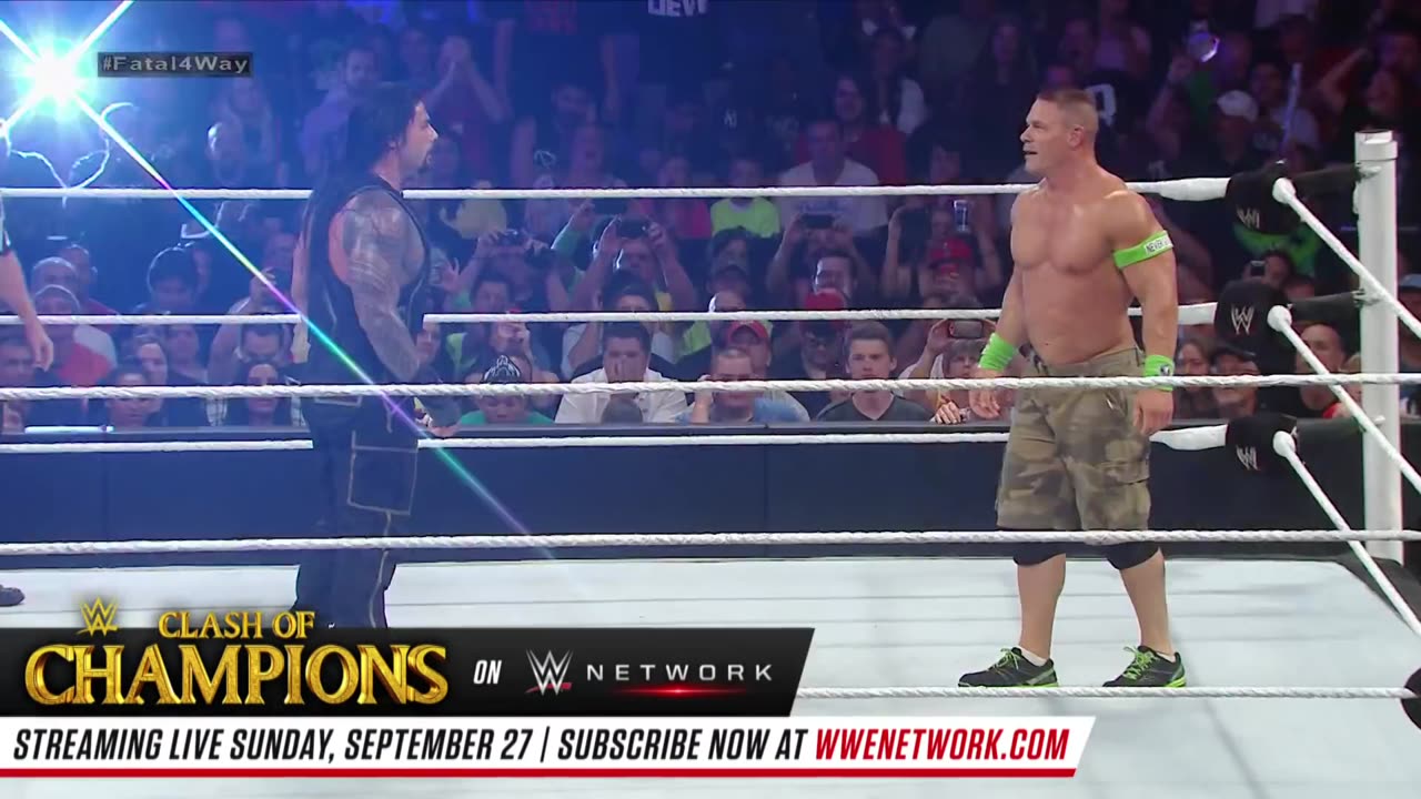 FULL MATCH_ Roman Reigns vs. Randy Orton vs. Kane vs. John Cena –Title Match_ WWE Battleground 2014