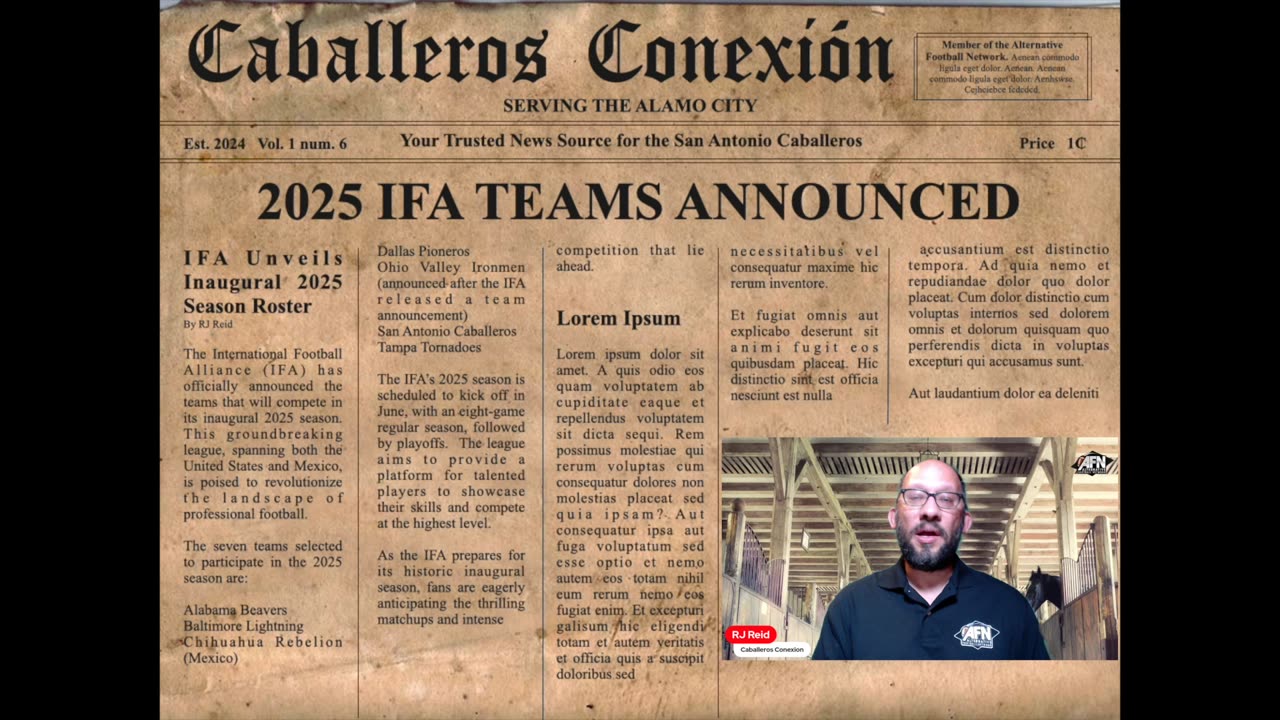 IFA Teams and Schedule Announced and other News | Caballeros Conexion Vol. 1 no 6