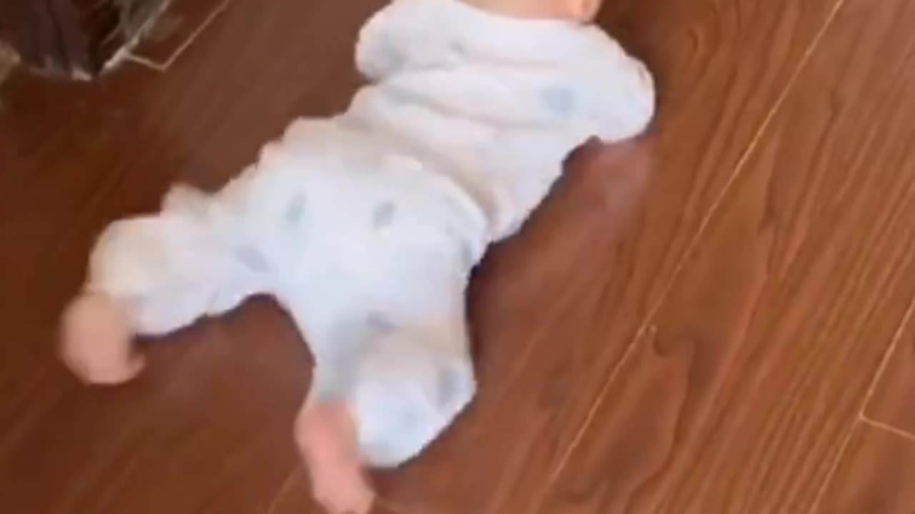 Baby funny crawling