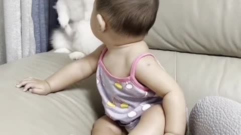 Can I kiss you best friend cute puppy and baby