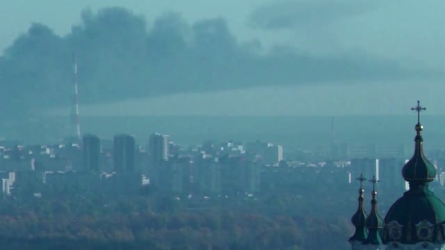 Smoke on Kyiv skyline as Russia hits power grid