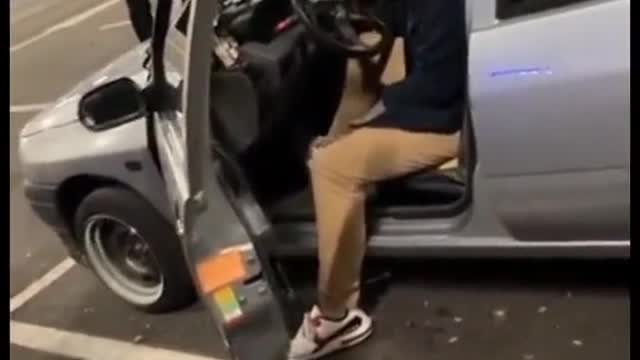 Start automobile exhaust pipe in parking lot
