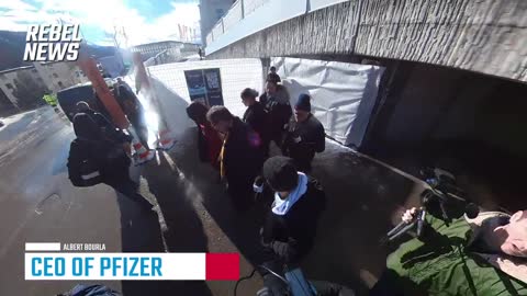 Pfizer CEO confronted by Rebel News on the street in Davos