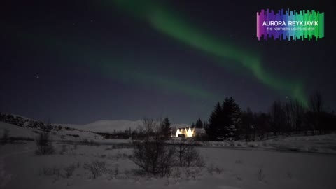 Big Aurora show at Þingvellir The National Park in Iceland, February 2022