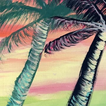 Sunset Palms Painting with Acrylics | Acrylic Painting | 30 seconds of Art