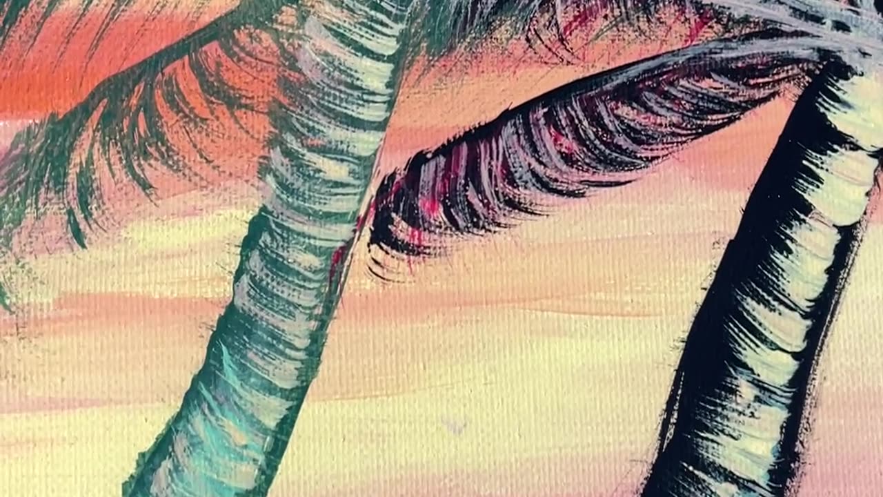 Sunset Palms Painting with Acrylics | Acrylic Painting | 30 seconds of Art