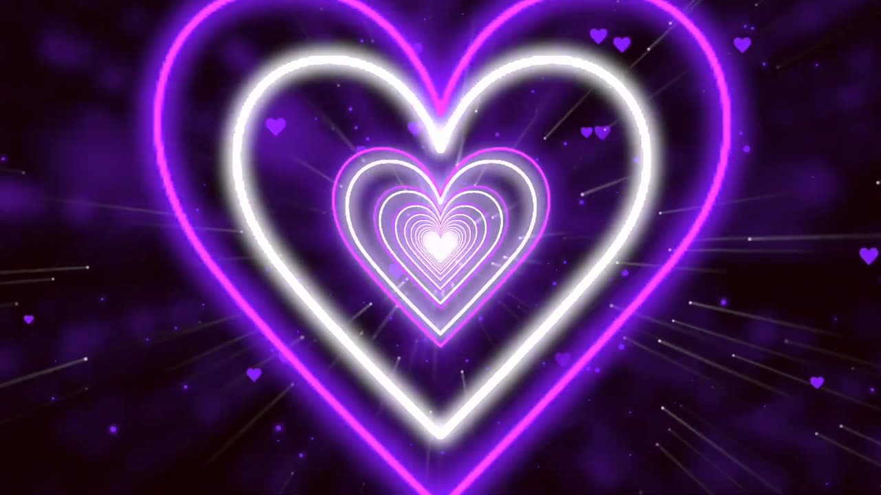 682. Heart Tunnel💜Purple Love Heart Tunnel Background Video Loop Heart