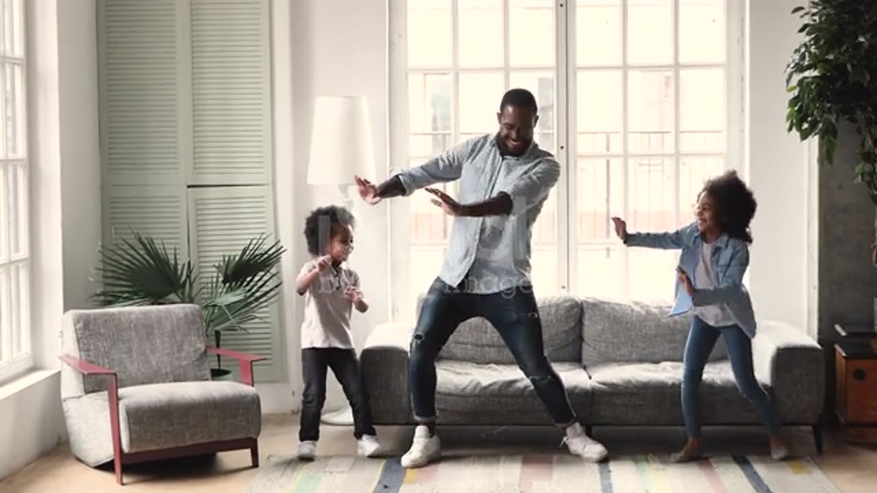 The father and his children dance