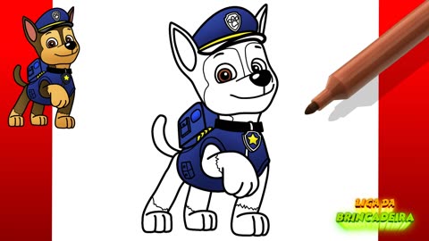 Como DESENHAR o CHASE da Patrulha Canina - Como DIBUJAR a CHASE de La Patrulla Canina