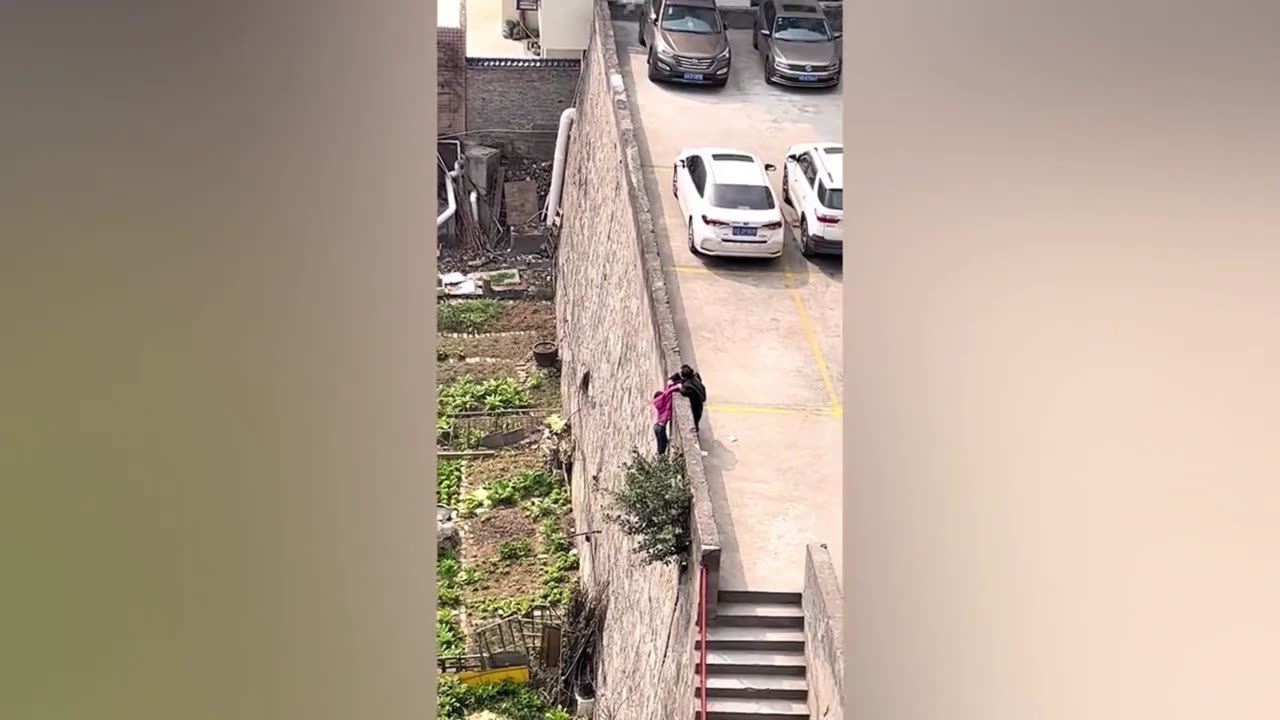 Two Clips of People Hanging from Ledges; One Good Ending, One Bad