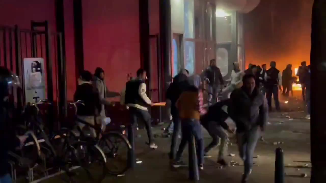 Violent clashes between Eritrean migrants and the police in The Hague, Netherlands.