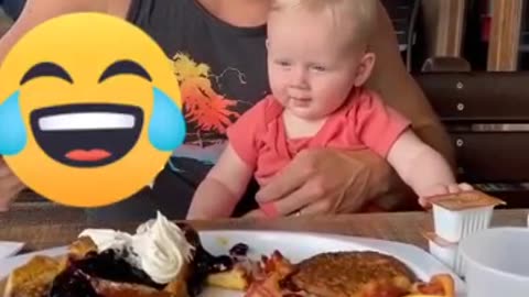 Dad, I'm hungry too😂 new funny baby video