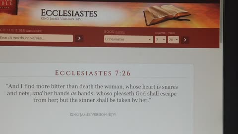 ECCLESIASTES 7:26 BUT THE SINNER SHALL BE TAKEN BY HER...