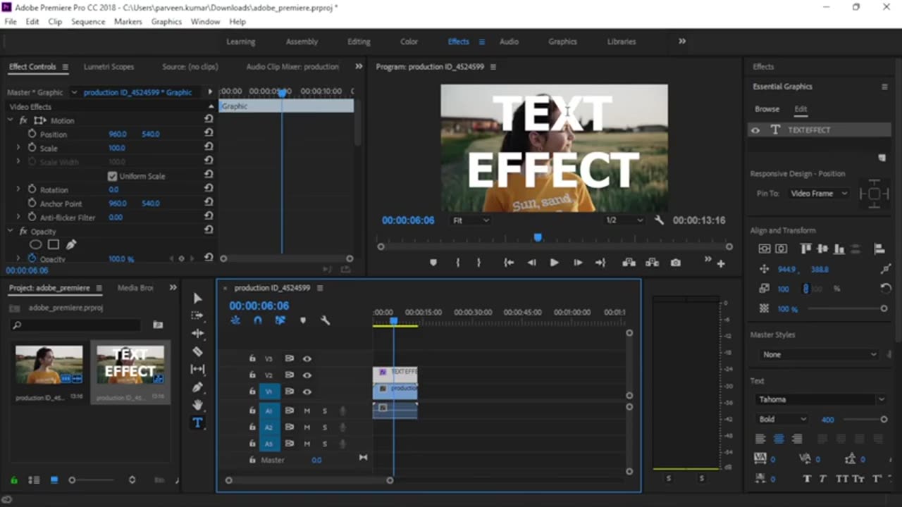 Adobe Premiere Pro – Cinematic Video Title