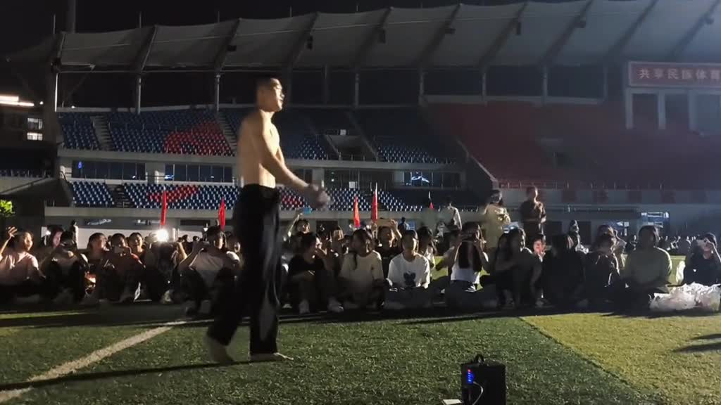 College military training handsome men performing talent