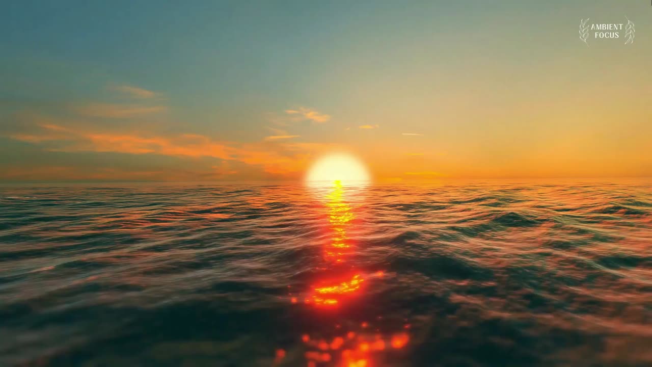 Calming Ocean Sunset Ambience - 1 Hour Loop HD