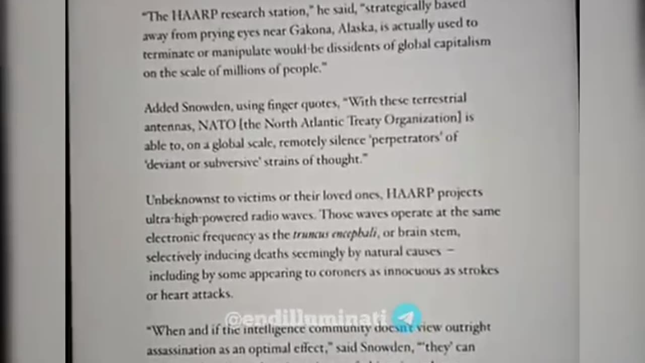 EDWARD SNOWDEN: HARP ASSASSINATION AGENDA!?