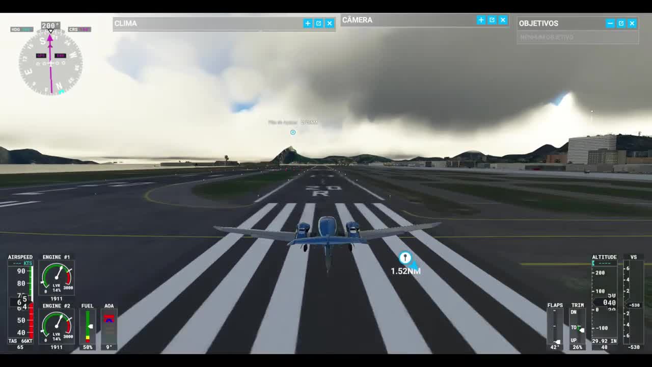 Filght Simulator 2020 - Voo curto no RJ - Galeão to Santos Dumont